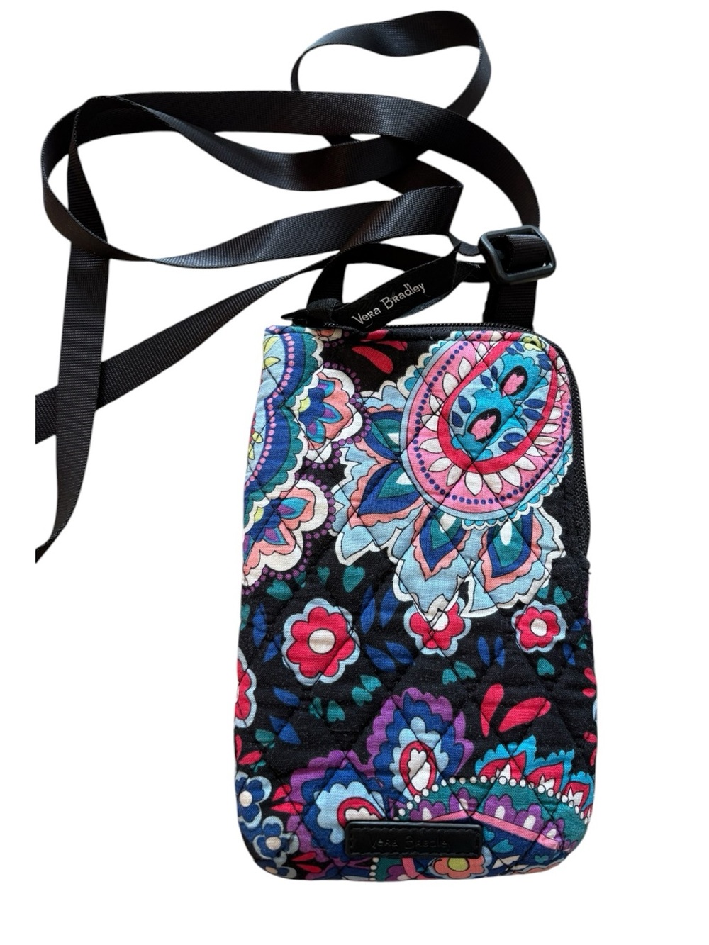 Vera Bradley Iconic RFID Mini Hipster Crossbody Floral Paisley Black EUC - Picture 3 of 6